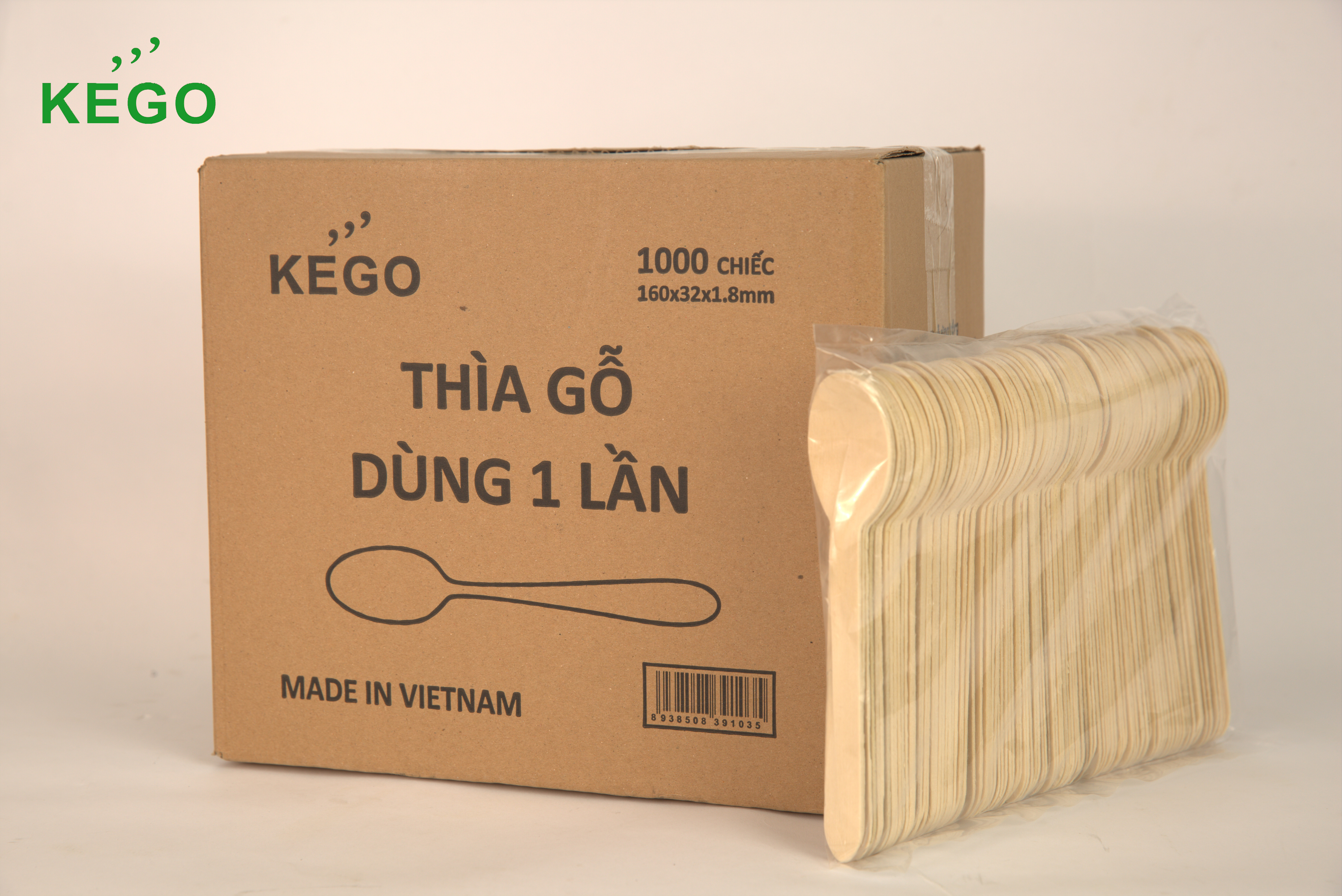 Muỗng (Thìa) Gỗ 16cm -Túi 20 Muỗng - KEGO| Sản xuất tại Việt Nam| 100% phân hủy tự nhiên| An toàn và tiện lợi| Bảo vệ môi trường| Dùng muỗng thìa gỗ cho picnic, party sinh nhật
