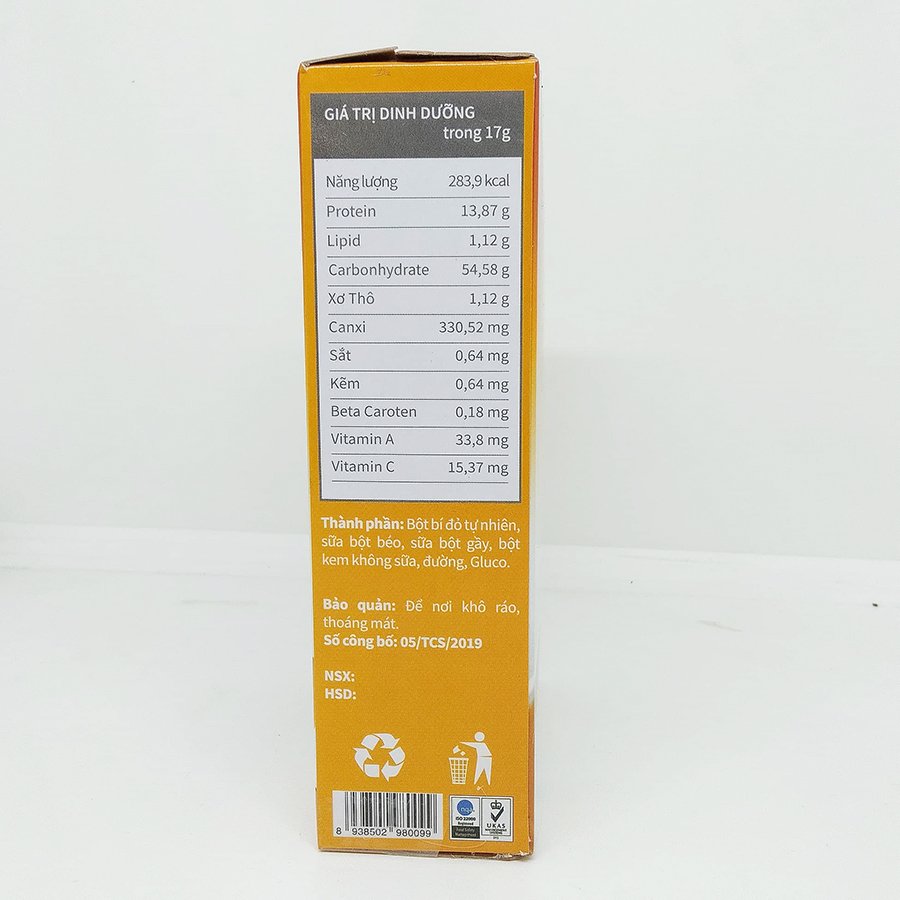Bột Bí Đỏ Latte Chính Sơn 180g (18g x 10 gói) - Hàng chính hãng, 100% tự nhiên