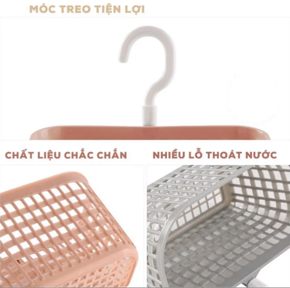 Combo 2 Giỏ Đựng Đồ Có Móc Đa Năng - Giao màu ngẫu nhiên