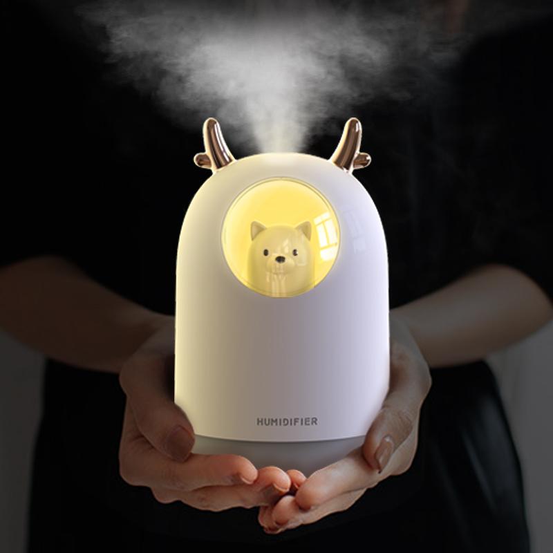 Máy Tạo Độ Ẩm Không Khí 300ML Hình Thỏ Dễ Thương Siêu Im Lặng USB Tinh Phòng Xe Ban Đêm LED Đèn Máy Lọc Không Khí Sương máy Làm Không Khí Tươi Hơn