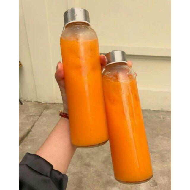 Bình detox thủy tinh nắp có dây xách 500ml
