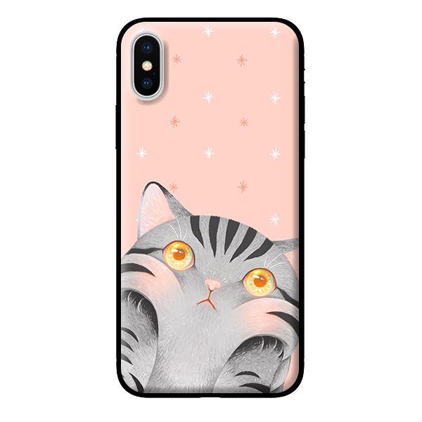Ốp in cho iPhone XS Mèo Hồng - Hàng chính hãng