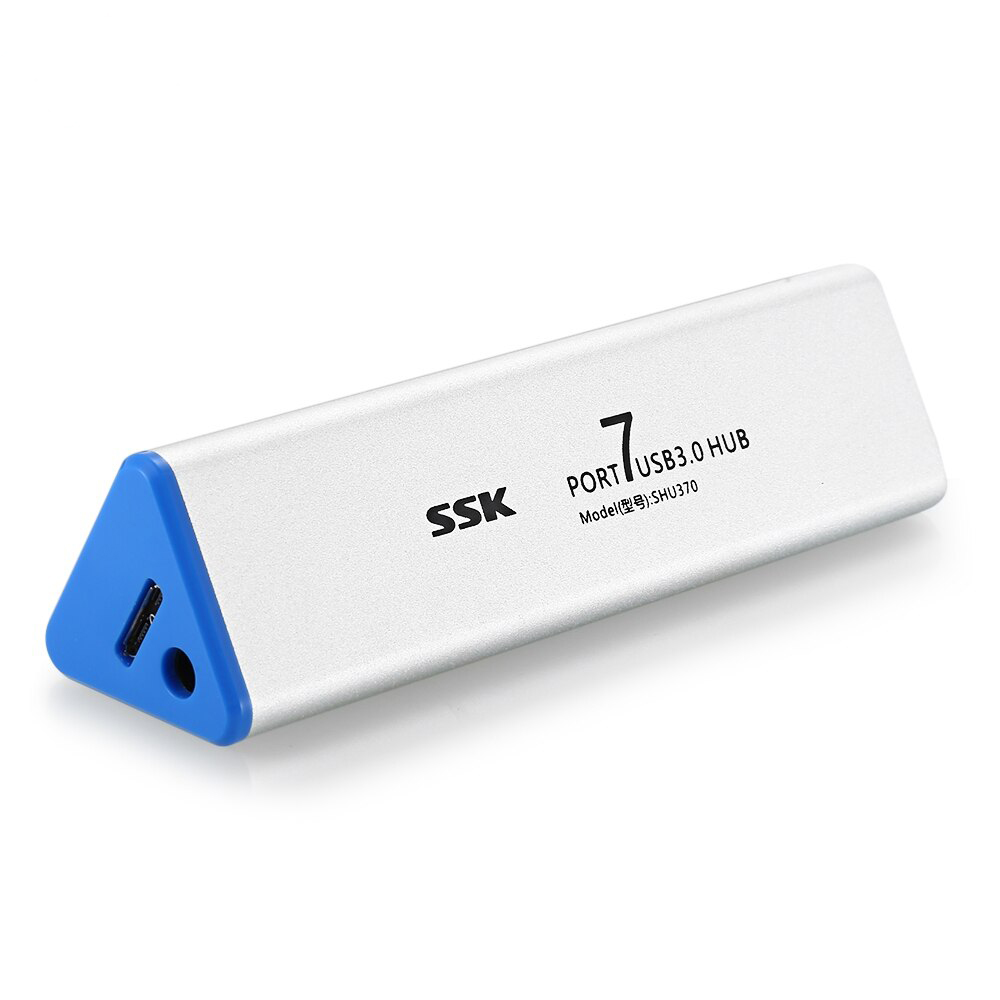 Bộ Chia HUB USB 7 Port 3.0 Vỏ Nhôm, Có Cấp Nguồn SSK 370 - Hàng Chính Hãng