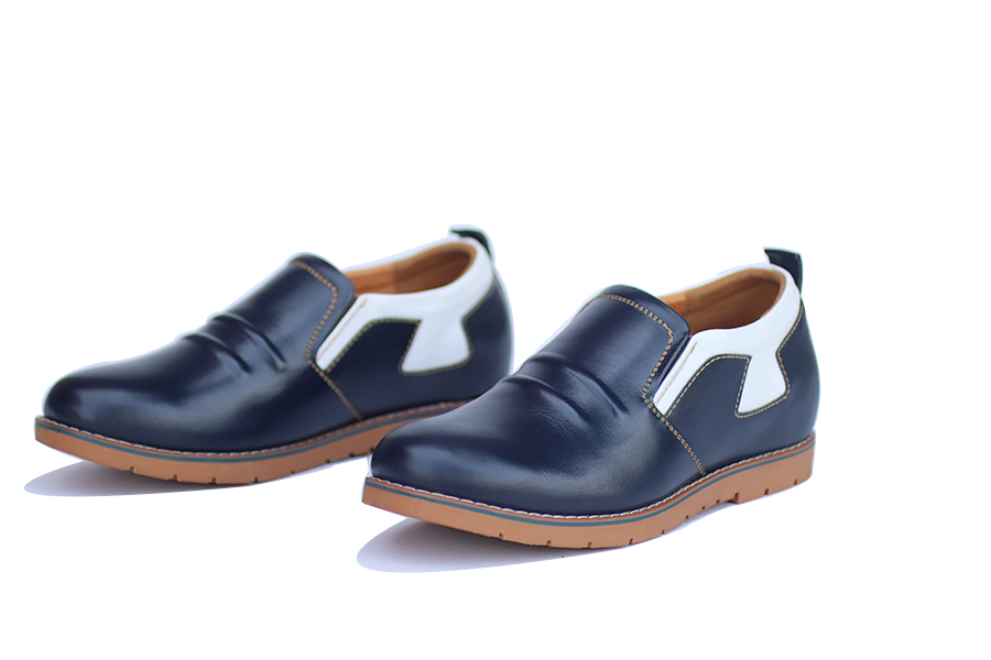 Giày Cao Nam T&TRA Tăng Cao 5Cm- T60 Xanh - Chất Liệu Da Bò Cao Cấp, Đế Cao Su Đúc, Phần Tăng Cao Ẩn Bên Trong