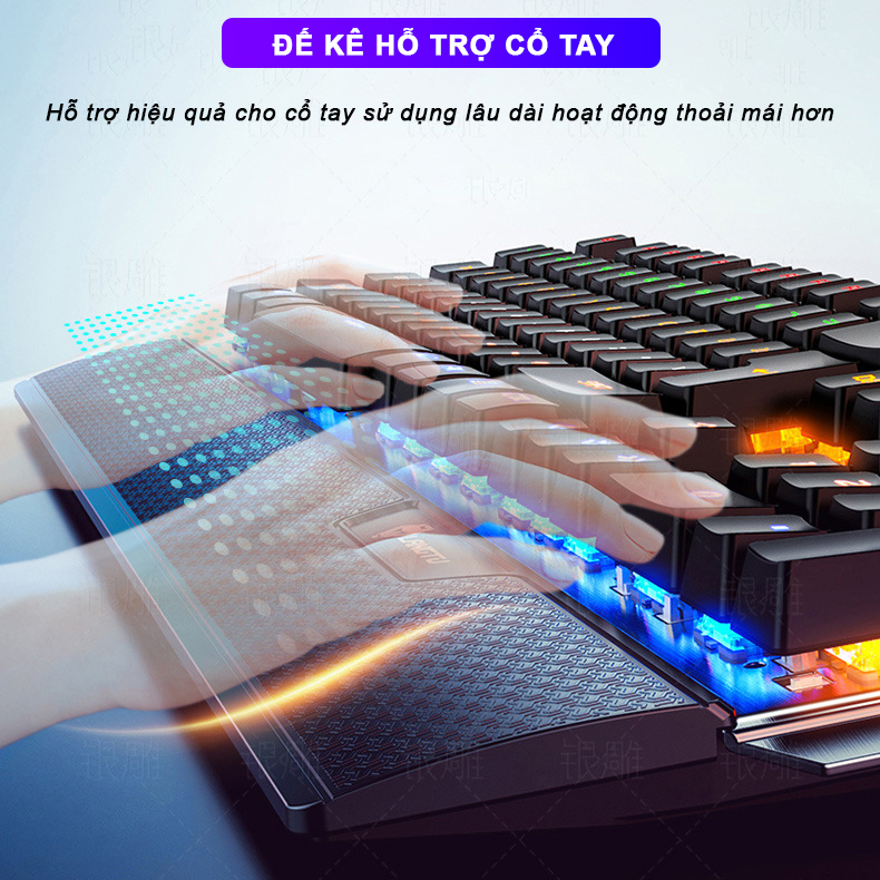 Bàn phím cơ gaming RGB SIDOTECH K100 Version 2 dòng bàn phím máy tính chơi game trục cơ học 104 phím có kê tay chống mỏi chế độ LED RGB cảm giác gõ phím thật tay tiếng gõ êm, không phải bàn phím giả cơ, nâng cấp núm xoay đa phương tiện - Hàng Chính Hãng