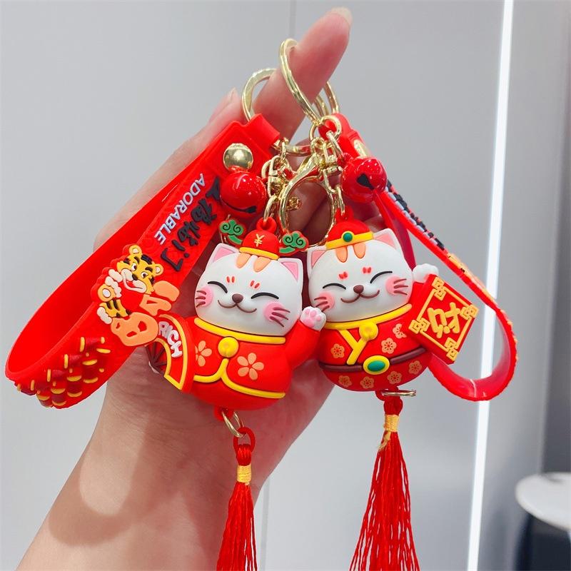 Móc khóa mèo thần tài may mắn có chuông cao cấp đẹp cute hình thú dễ thương phụ kiện túi xách MK7 - Rockcow