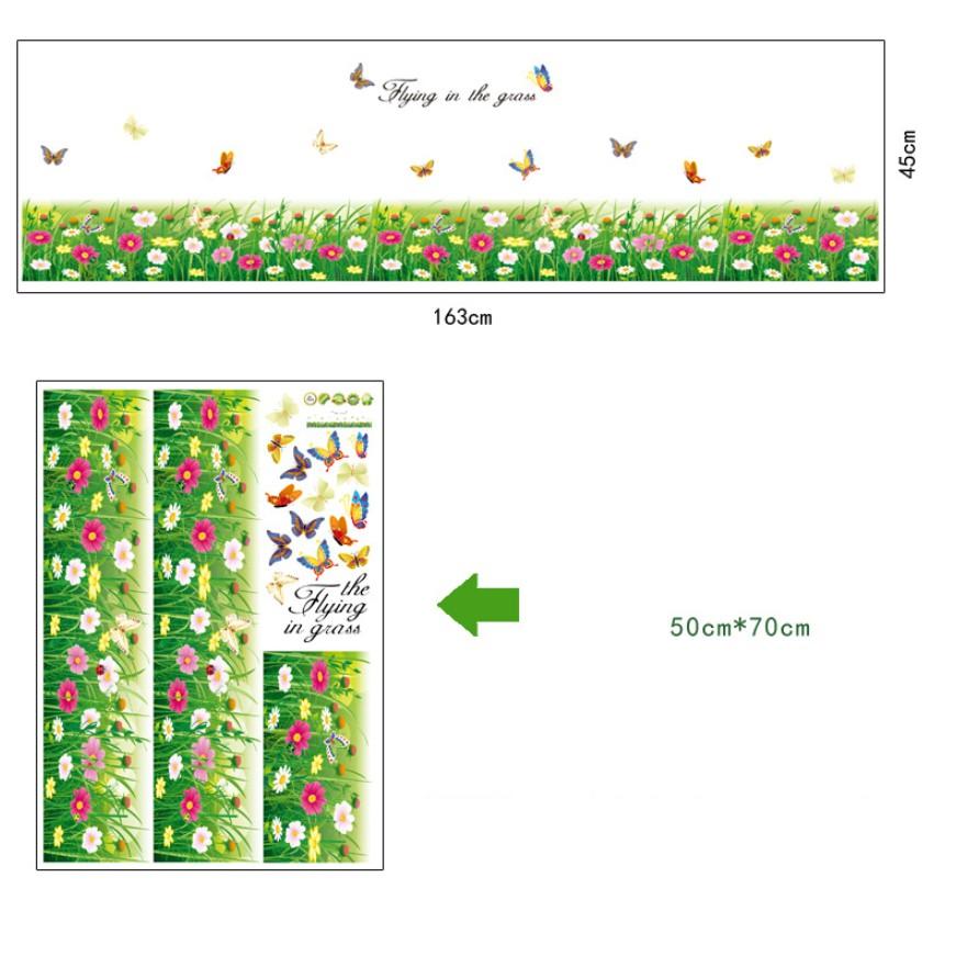 Decal trang trí chân tường - Cỏ lá bảng lớn nhí mẫu mới