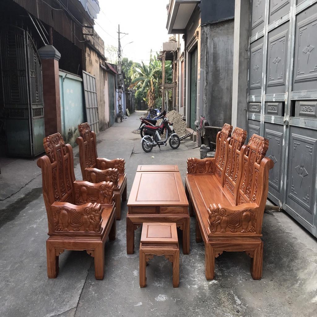 Bàn Ghế Âu Á Tay Voi Đặc Gỗ Gõ Đỏ