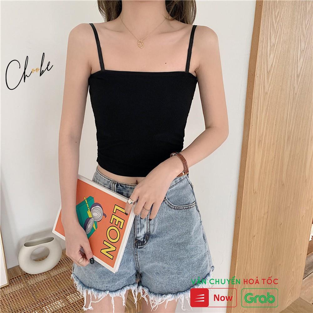 Áo croptop hai dây nữ Choobe không đệm dáng ôm vải cotton co giãn tốt có chốt điều chỉnh - A11