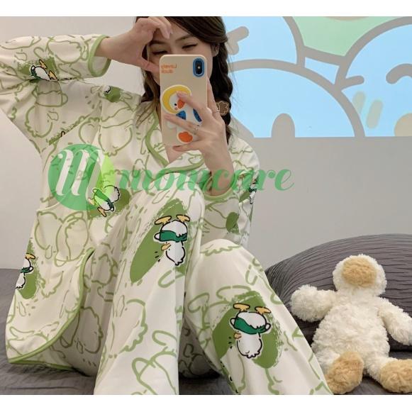 BỘ MẶC BẦU SAU SINH DÀI TAY PIJAMA Rabbit chất mềm mịn, mặc xuân hè cực thích