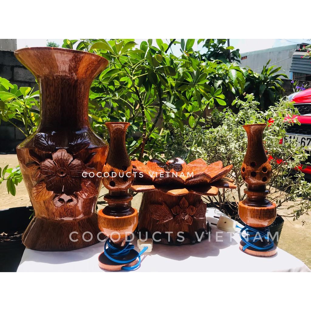 Bình hoa gỗ dừa ghép thủ công loại nhỏ