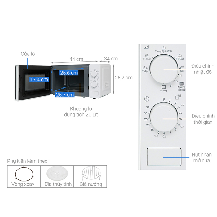 LÒ VI SÓNG ELECTROLUX EMG20K38GWP - hàng chính hãng