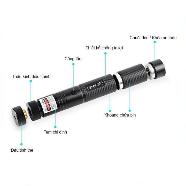 Đèn pin Laser 303 tia đỏ ( Hàng Chính Hãng )