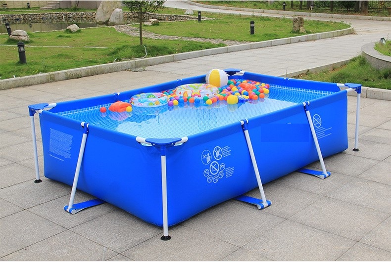 Bể bơi khung kim loại chữ nhật 28270 - Hồ bơi lắp dựng, Bể bơi gia đình, bể bơi cho bé, bể bơi người lớn, hồ bơi ngoài trời 220*150*60cm