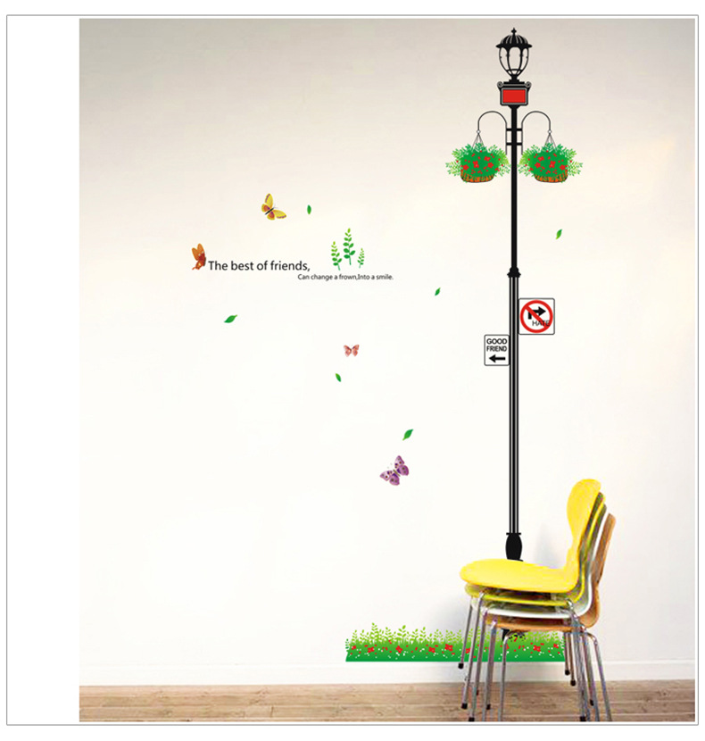 Decal dán tường cột đèn dễ thương AmyShop DKN092