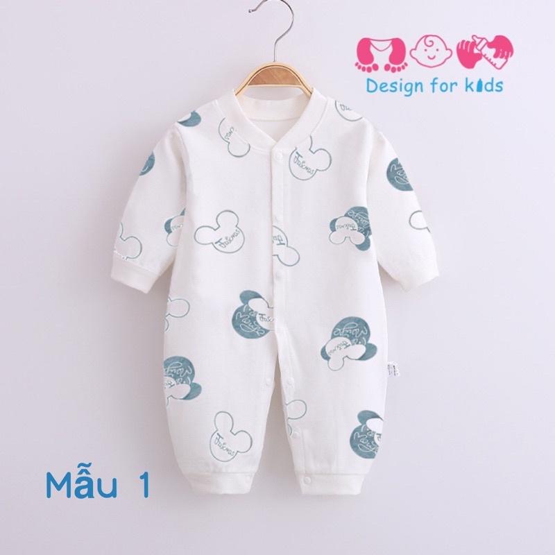 Bodysuit / Sleepsuit kín cổ, không tất chân vải cotton mềm cho bé trai và bé gái