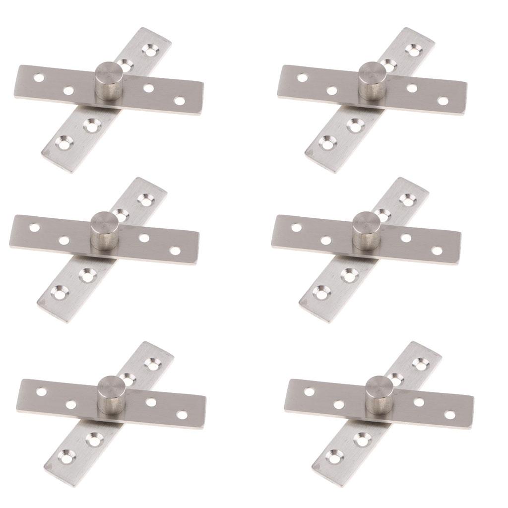 6Pc Stainless Steel Door Hinge 360 Degree Rotating Hinges  Silver