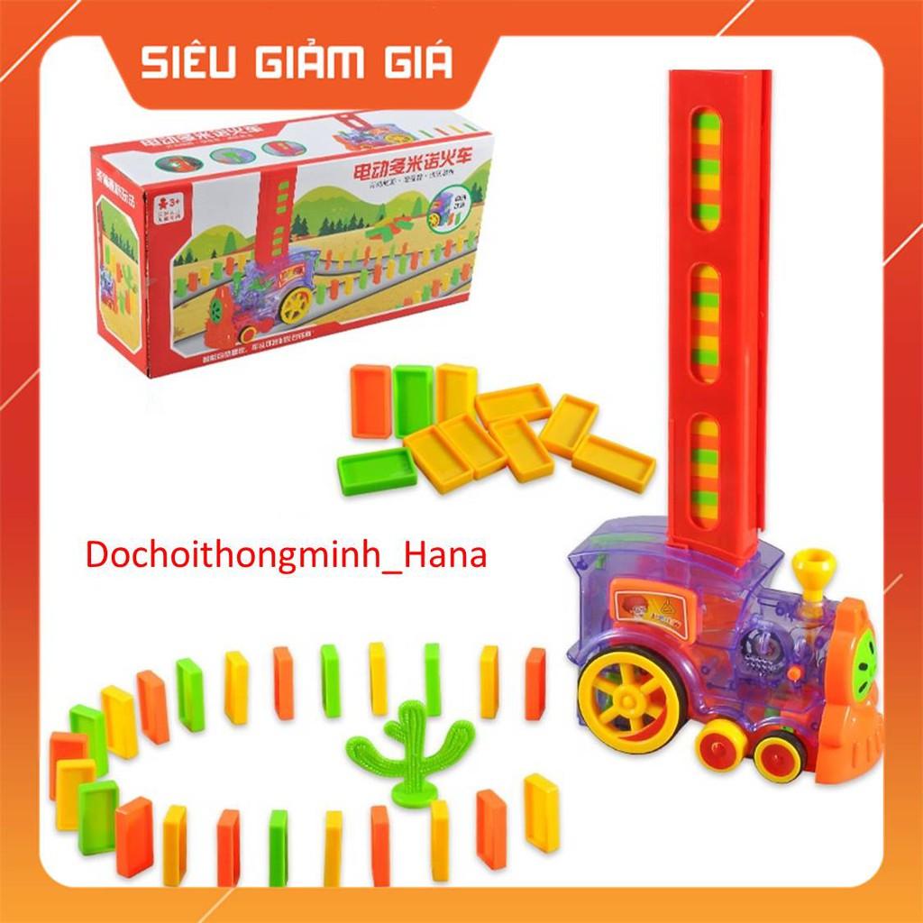 Xe Lửa Xếp Hình Domino Tàu Hỏa xếp hình Domino, Có đèn, Âm Thanh, Chỉnh hướng, Bé vừa chơi vừa học.