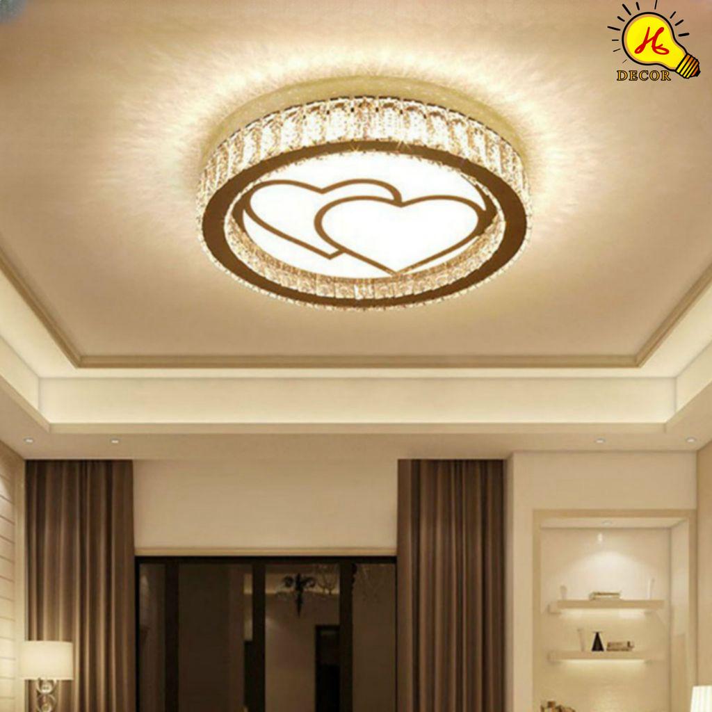 Đèn ốp trần pha lê phòng khách, phòng ngủ HQ - mã PLM23401 - ánh sáng 3 màu sang trọng, tiết kiệm HQ DECOR (HÀNG NHẬP KHẨU)