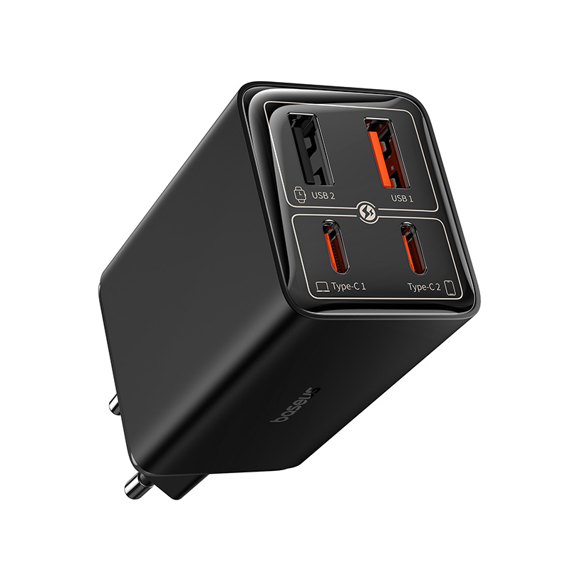 Cốc Sạc Nhanh OS-Baseus GaN6 Pro Fast Charger 2C+2U 65W (Chân cắm tròn, Kèm cáp C to C, 100W, 1m) (Hàng chính hãng)