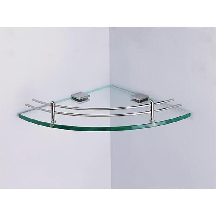 Kệ Kính Góc Inox - Kệ Kiếng Góc Nhà Tắm - Kệ Góc Phòng Tắm - Kèm bát, tắc kê, ốc