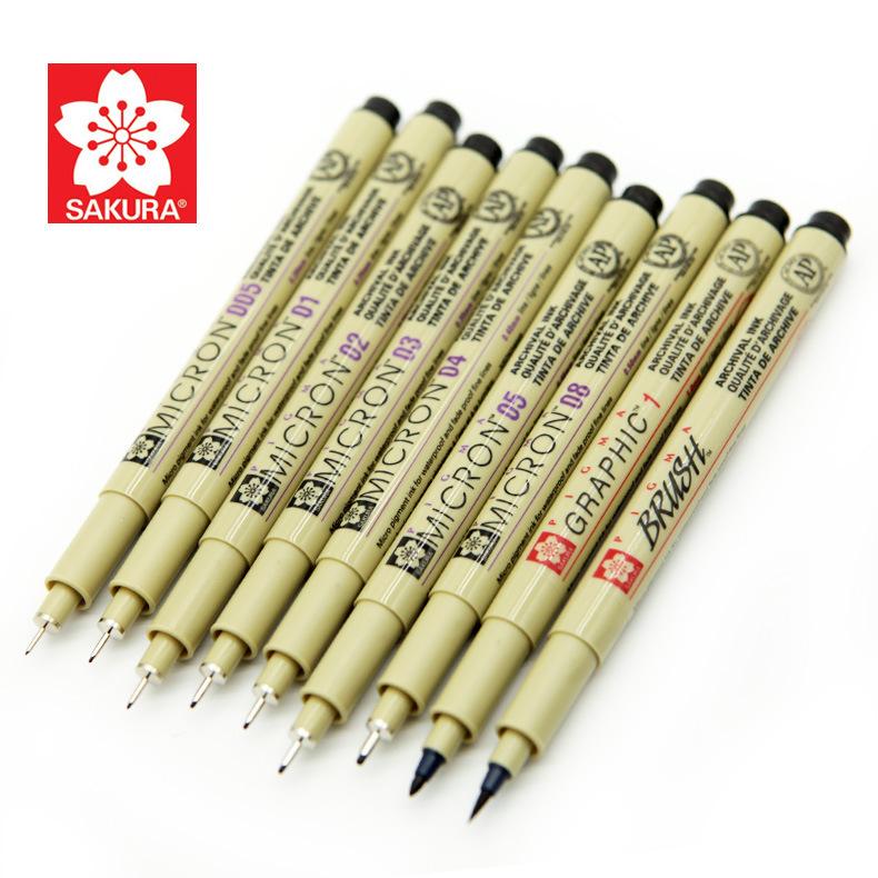 Set 8 Bút kim màu đi nét chuyên nghiệp Sakura Pigma Micron cỡ 01