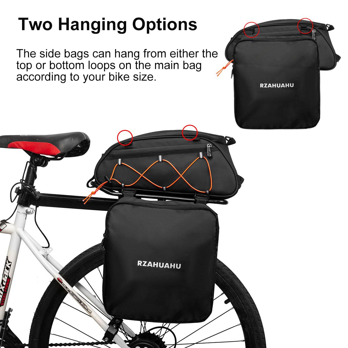 RZAHUAHU 3-in-1 Bike Rack Bag Trunk Bag Waterproof Bicycle Rear Seat Bag Cooler Bag with 2 Side Hanging Bags Cycling Cargo Luggage Bag Pannier Shoulder Bag