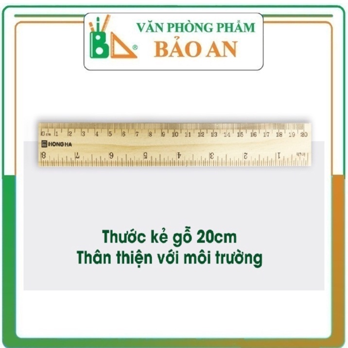 Thước Kẻ 20cm HH Chất Liệu Gỗ Thân Thiện Với Môi Trường – 3491 Chất Liệu Gỗ Nhẹ Kẻ Vạch Rõ Ràng Với Đơn Vị Đo Chuẩn Xác Dành Cho Học Sinh Sinh Viên