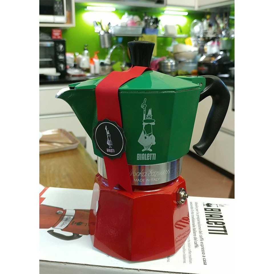 Ấm cà phê Ý Bialetti Moka Express phiên bản màu cờ Ý 3 cup | made in Italy