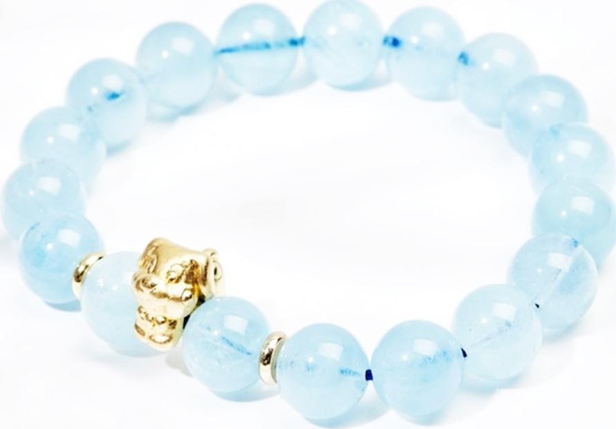Lắc Tay Mạng Thủy Tuổi Tuất Đá Aquamarine Tự Nhiên 10MM Gembank