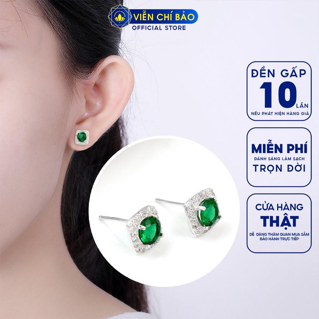 Bông tai bạc nữ vuông nhiều màu chất liệu bạc 925 thời trang phụ kiện trang sức nữ Viễn Chí Bảo B400023