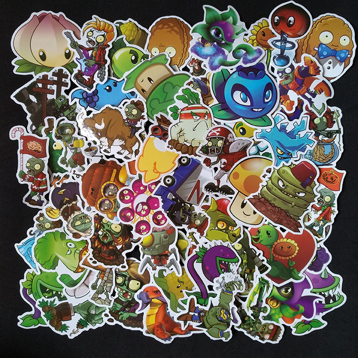 Bộ Sticker dán cao cấp chủ đề PLANTS VS ZOMBIES - Dùng dán Xe, dán mũ bảo hiểm, dán Laptop...