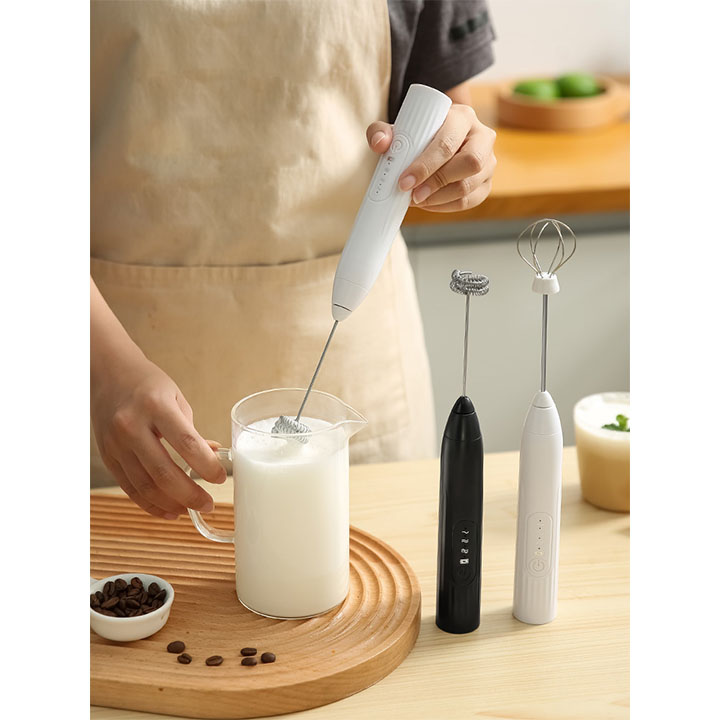 Máy Tạo Bọt Cafe, Máy Đánh Trứng, Sữa Mini Sạc USB 3 Chế Độ Đa Năng