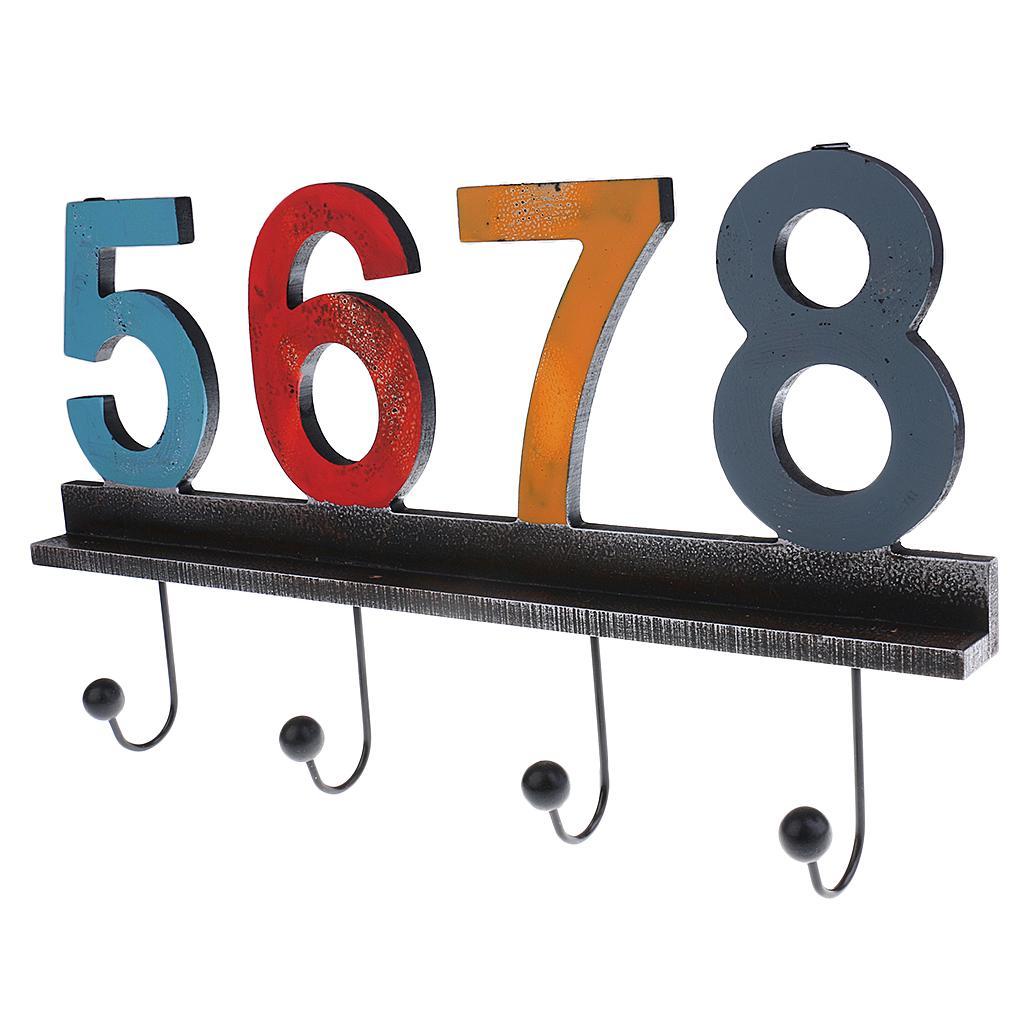 Wooden Number Wall Hooks Bathroom Door Hanger for Key Clothes Bag Home Decor