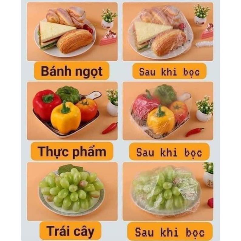 Sét 100 Màng Bọc Thực Phẩm Hình Gấu Có Chun Bo Tái Sử Dụng Được Nhiều Lần