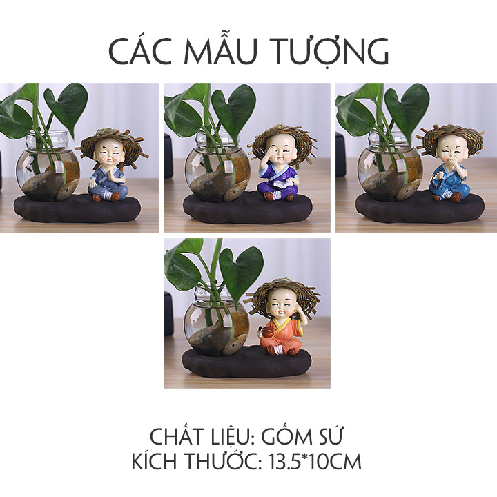 BỘ TƯỢNG BỐN ÔNG AN LẠC - KÈM LỌ HOA ĐỂ BÀN TRANG TRÍ