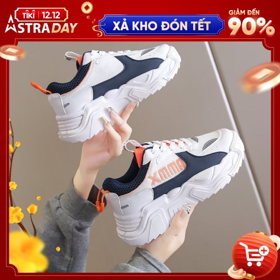 Giày MWC 0606 - Giày Thể Thao Nữ Đế Cao, Giày Sneaker Vải Phối Màu Năng Động Cá Tính