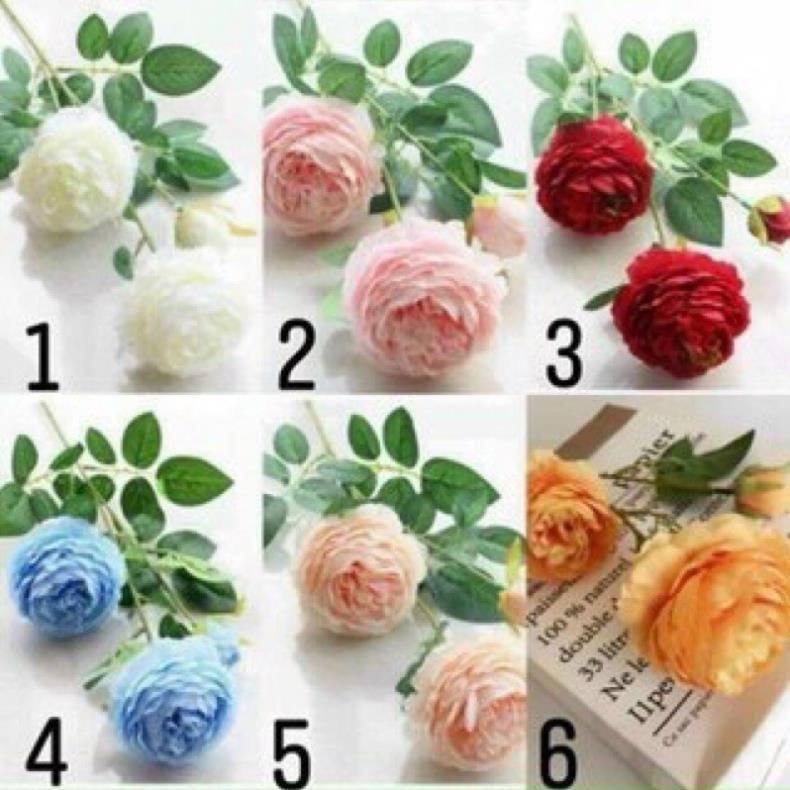 Hoa lụa mẫu đơn 3 màu