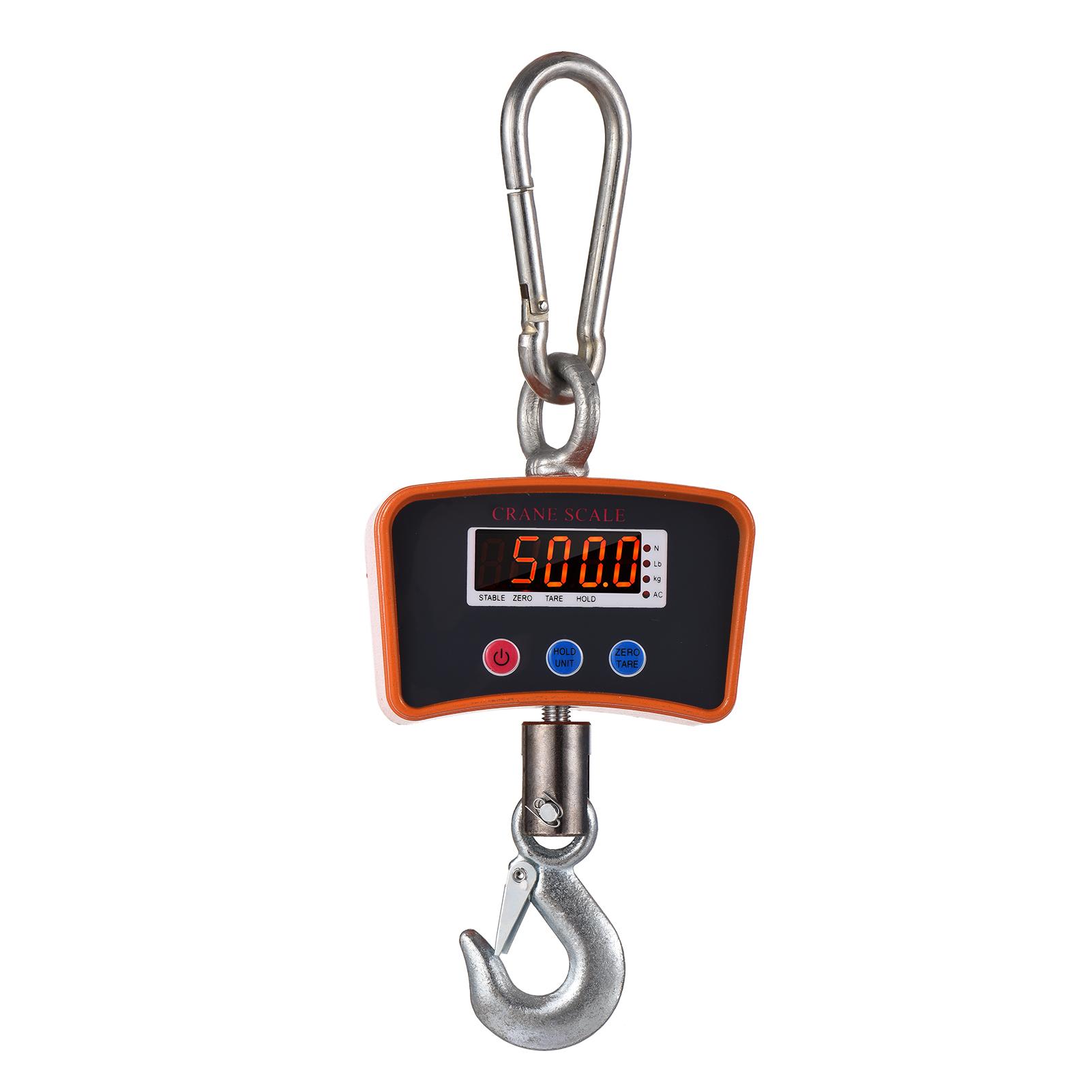 500kg/ 1102lbs Digital LED Hanging Scale Portable Heavy Duty Crane Scale 1500mAh Rechargeable Industrial Hook Scales Unit Change/ Data Hold/ Tare/ Zero for Construction Site Travel Market Fishing Outdoor Work