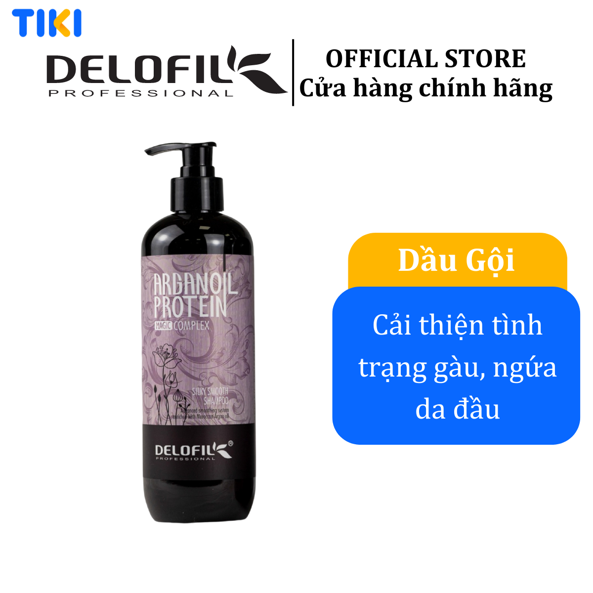 Dầu gội mềm mượt Hỗ Trợ Điều Trị Gàu Delofil