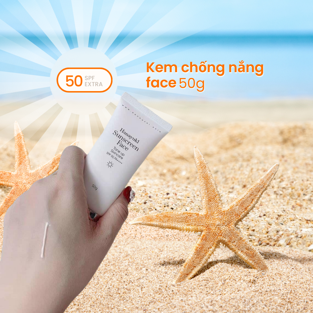 Kem Chống Nắng Hanayuki Chính Hãng Spf 50+/PA+++ Nâng Tông Lâu Trôi Hanayuki Sunscreen Face 50g - Body 100g