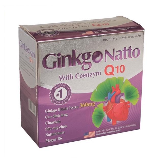 Ginkgo Natto Q10 Tăng cường lưu thông máu, giảm các di chứng sau tai biến (hộp 100 viên )