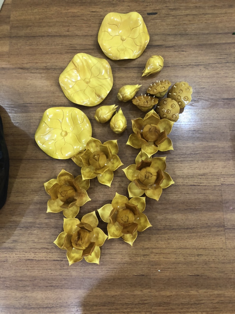 Hoa sen gỗ mít bình trơn 2 bình