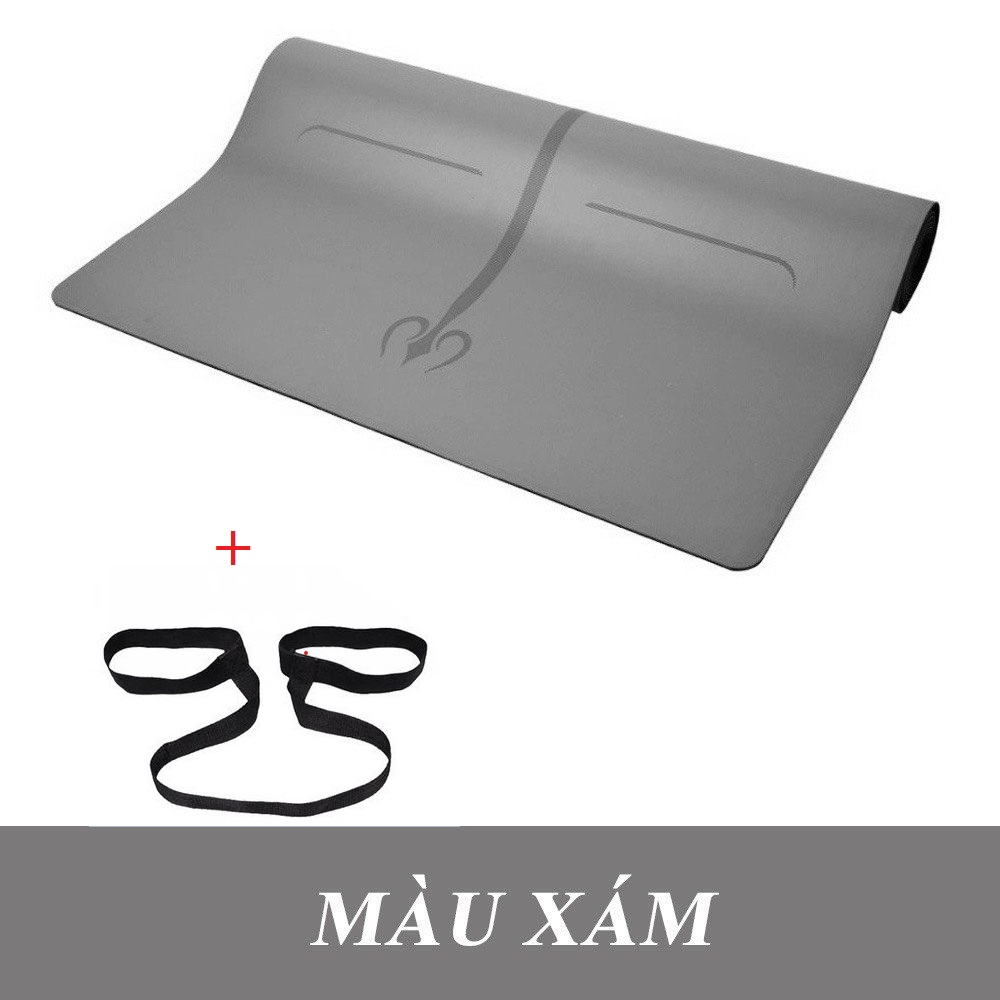 Thảm Tập Yoga Định Tuyến 5mm Cao Su PU Cao Cấp + Túi Đựng + Dây Buộc