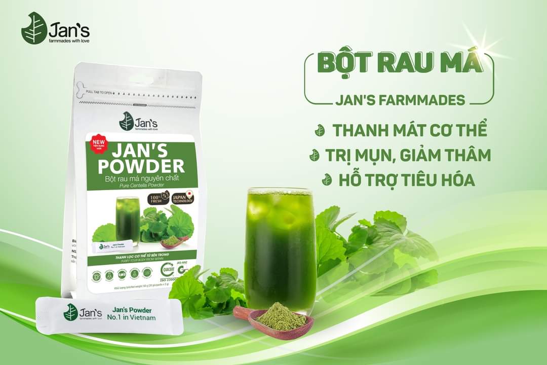 Bột Rau Má nguyên chất sấy lạnh Jan's túi 60g