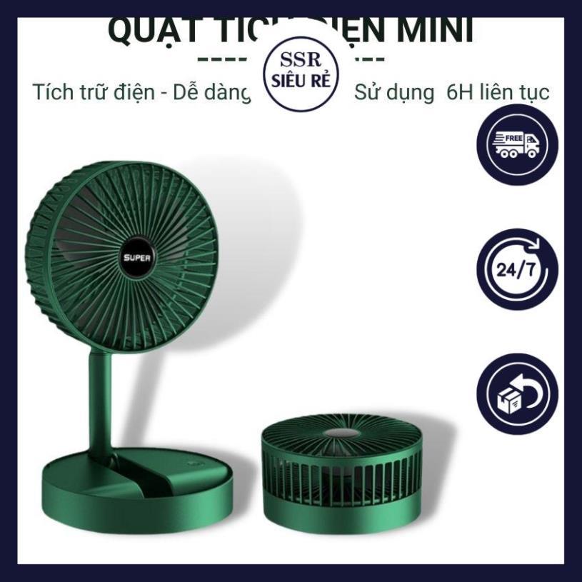 Quạt tích điện SSR  Super mini để bàn gấp gọn tiện dụng 3 cấp độ thời gian sử dụng liên tục tới 4 tiếng (LA100