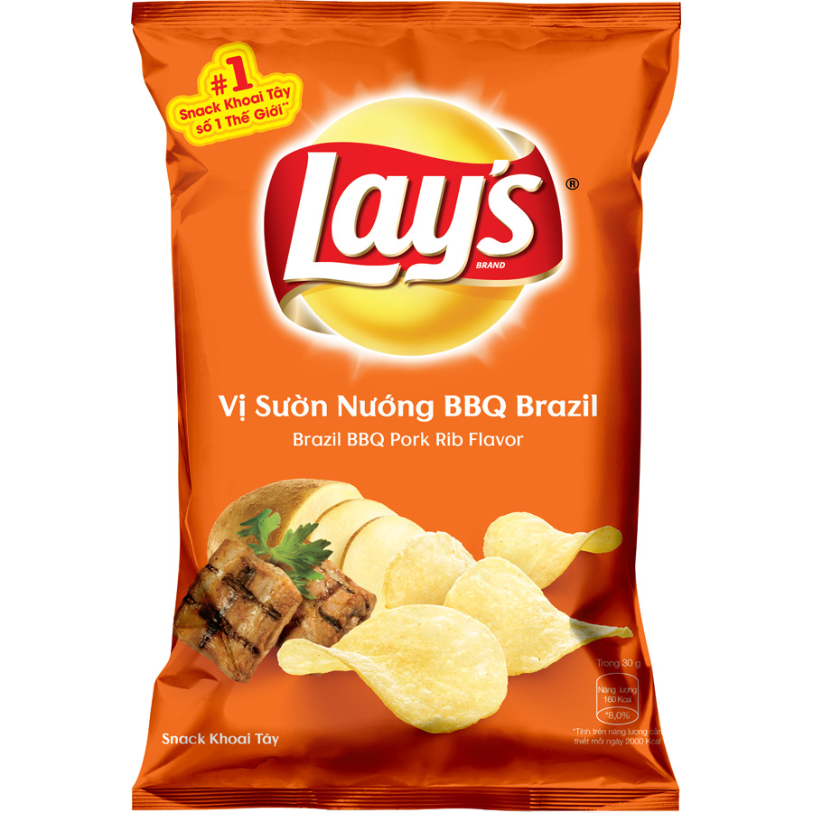 Combo 4 Snack Khoai Tây Lay's Mix vị 95g: Tự nhiên Classic, Tảo Biển Nori, Sườn Nướng BBQ và Thăn bò nướng Texas