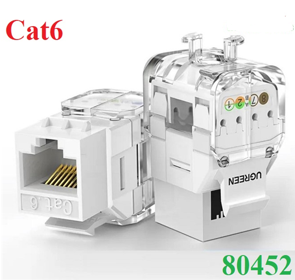 Đầu nối mạng RJ45 âm tường cho dây mạng Cat6 Ugreen 80452 cao cấp - Hàng chính hãng