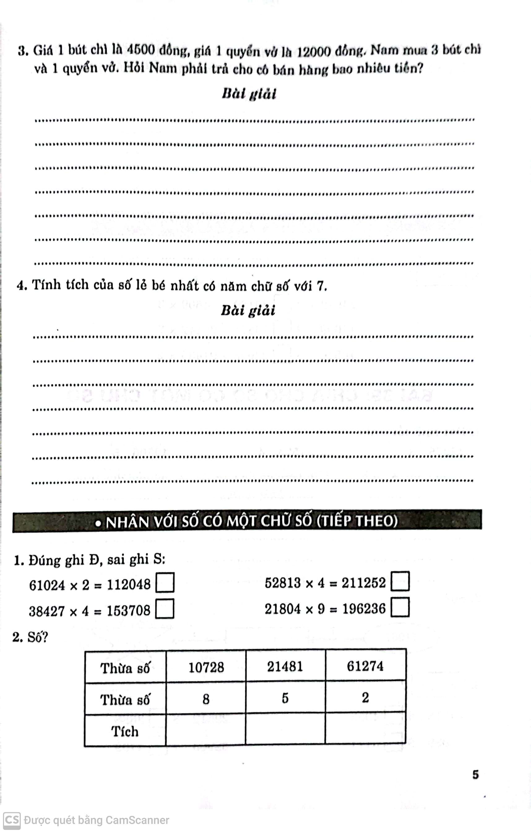 Vở Bài Tập Nâng Cao Toán 4 - Tập 2