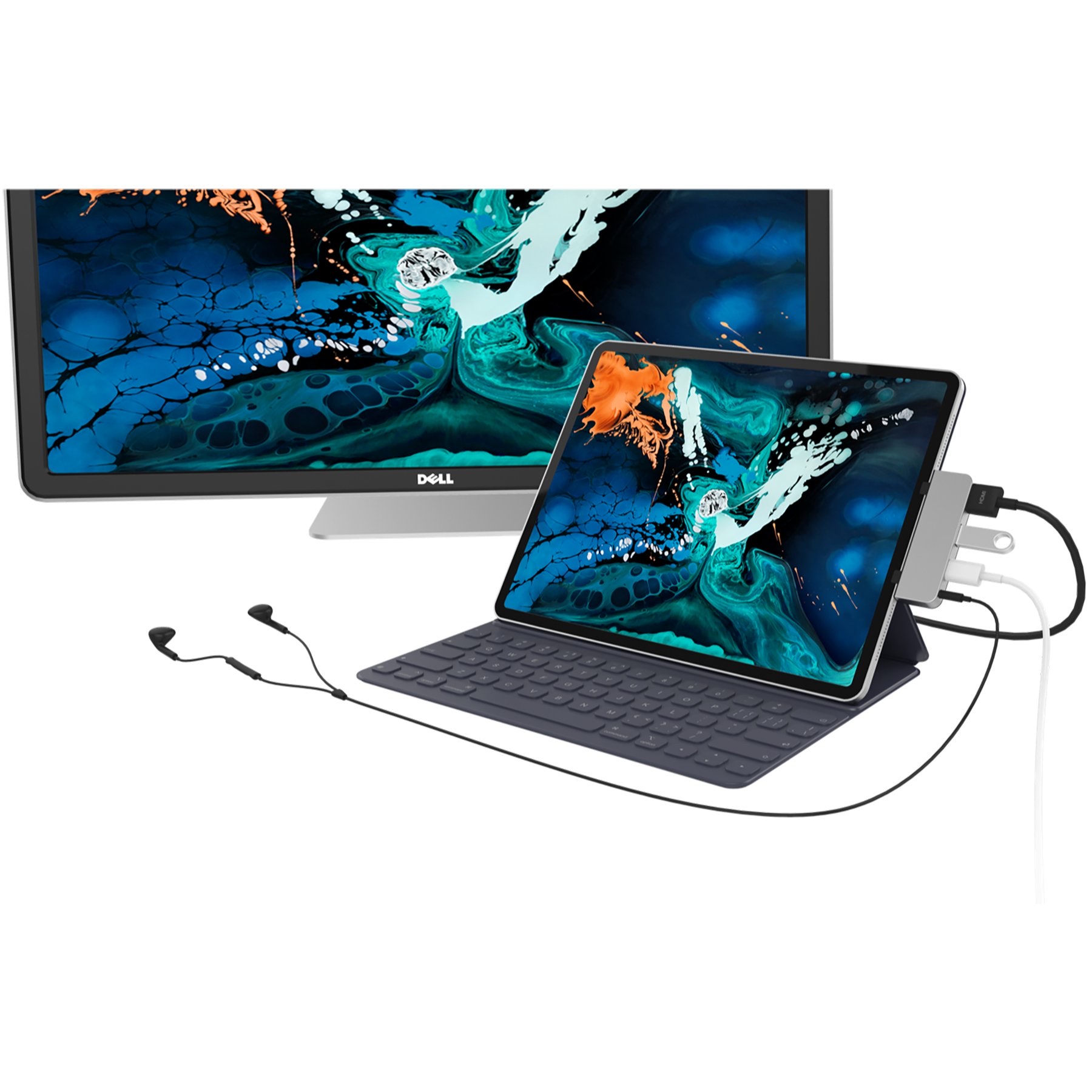 Cổng chuyển Hyper HyperDrive 4 IN 1 HDMI 4K/30HZ USB-C dùng cho Ipad Pro/ Macbook - Hàng Chính Hãng